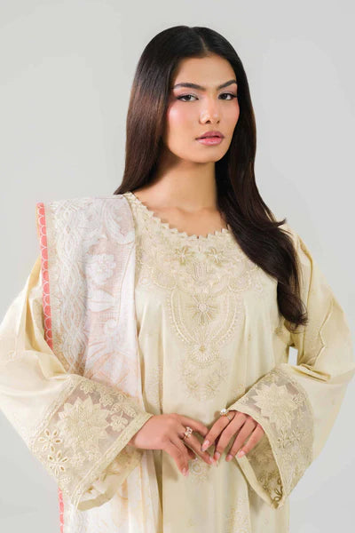 Original Nishat 3 Piece Unstitched Suit – Pastel Yellow 42601205  | Buy Online Pakistan