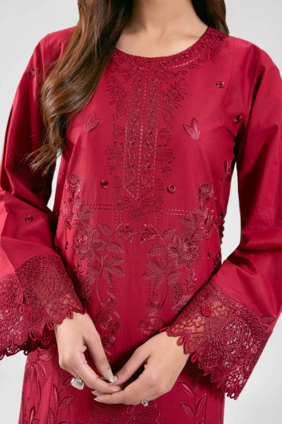 Original Nishat Linen 3 Piece Unstitched Suit – Dark Red (42601285)