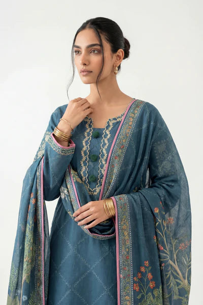 Nisha 3 Piece Unstitched Suit – Teal Blue & Dull Teal 42601358  | Buy Online Pakistan