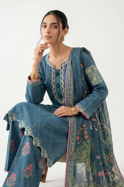 Nisha 3 Piece Unstitched Suit – Teal Blue & Dull Teal 42601358  | Buy Online Pakistan