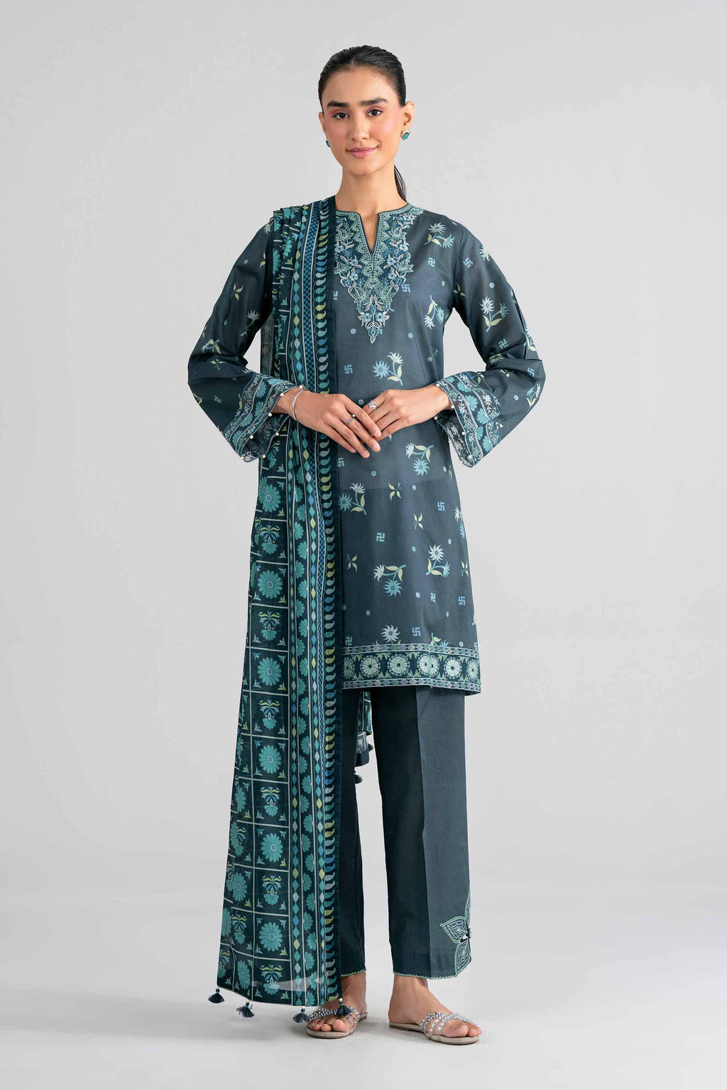 Original Nishat 3 Piece - Printed Embroidered Suit - 42602017 | Buy Online in Pakistan