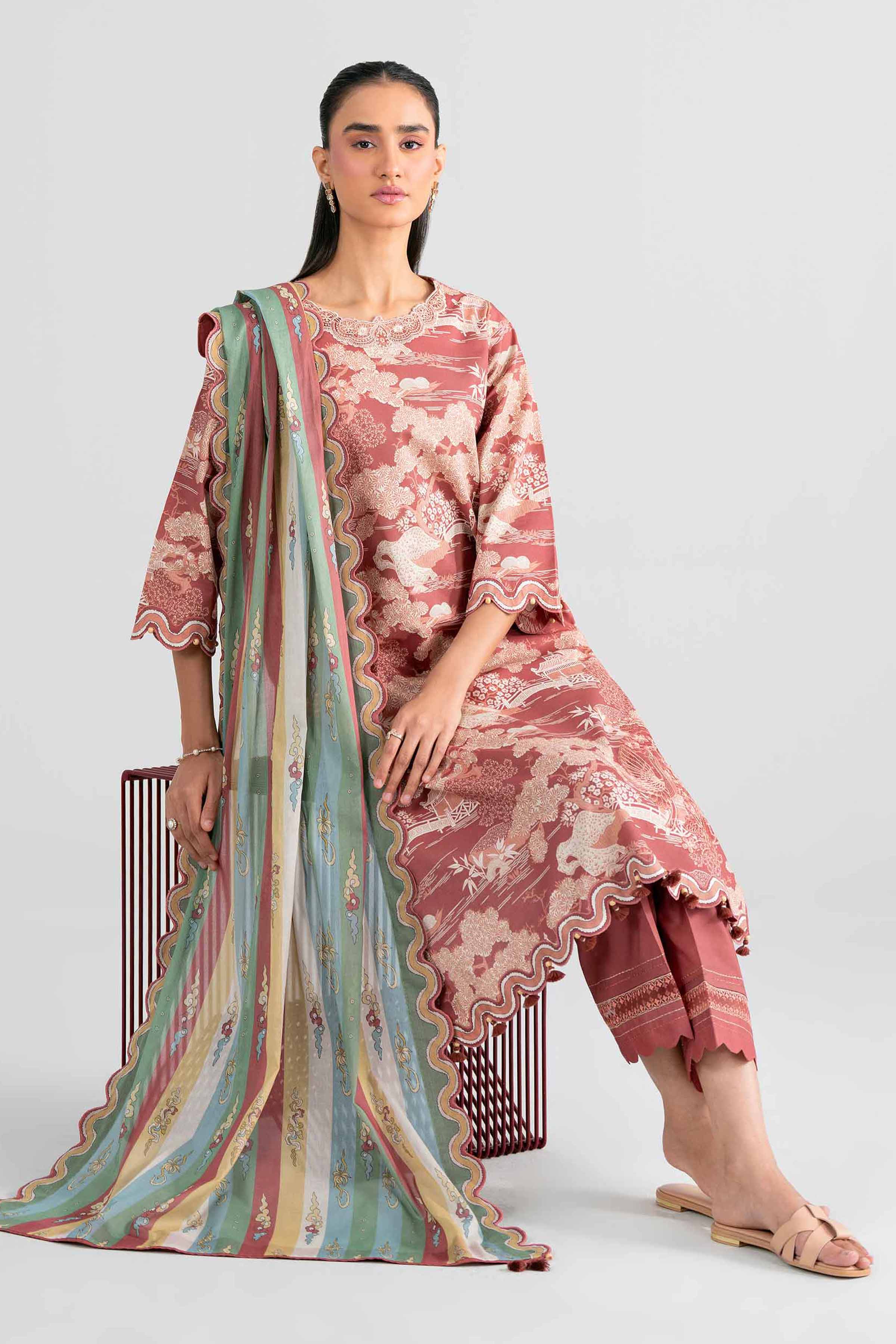 Original Nishat 3 Piece - Printed Embroidered Suit - 42602019 | Buy Online in Pakistan
