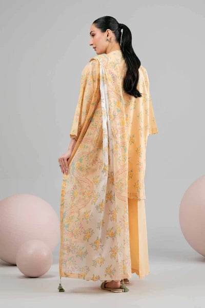 Original 3 Piece Nishat Linen Unstitched Suit – Pastel Yellow(42602410)