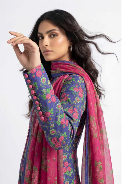 Original 3 Piece Nishat Linen Unstitched Suit – Dark Purple(42602412)