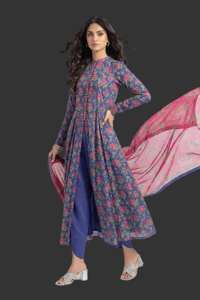 Original 3 Piece Nishat Linen Unstitched Suit – Dark Purple(42602412)
