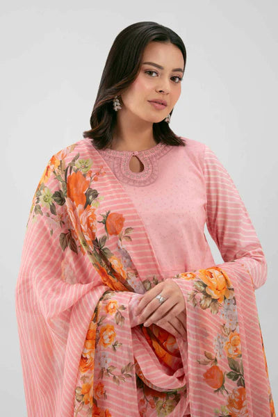 Original 3 Piece Nishat Linen Unstitched Suit – Pink(42619518)