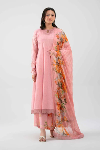 Original 3 Piece Nishat Linen Unstitched Suit – Pink(42619518)