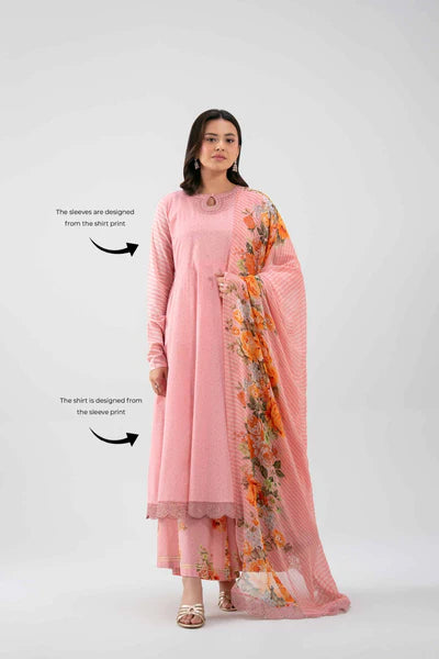 Original 3 Piece Nishat Linen Unstitched Suit – Pink(42619518)